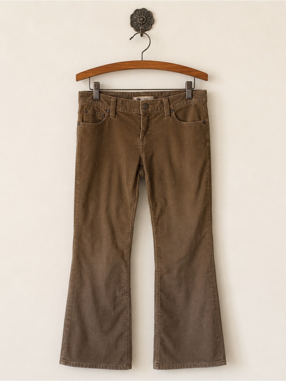 Gap tan ribbed corduroy ultra low rise stretch pants 6